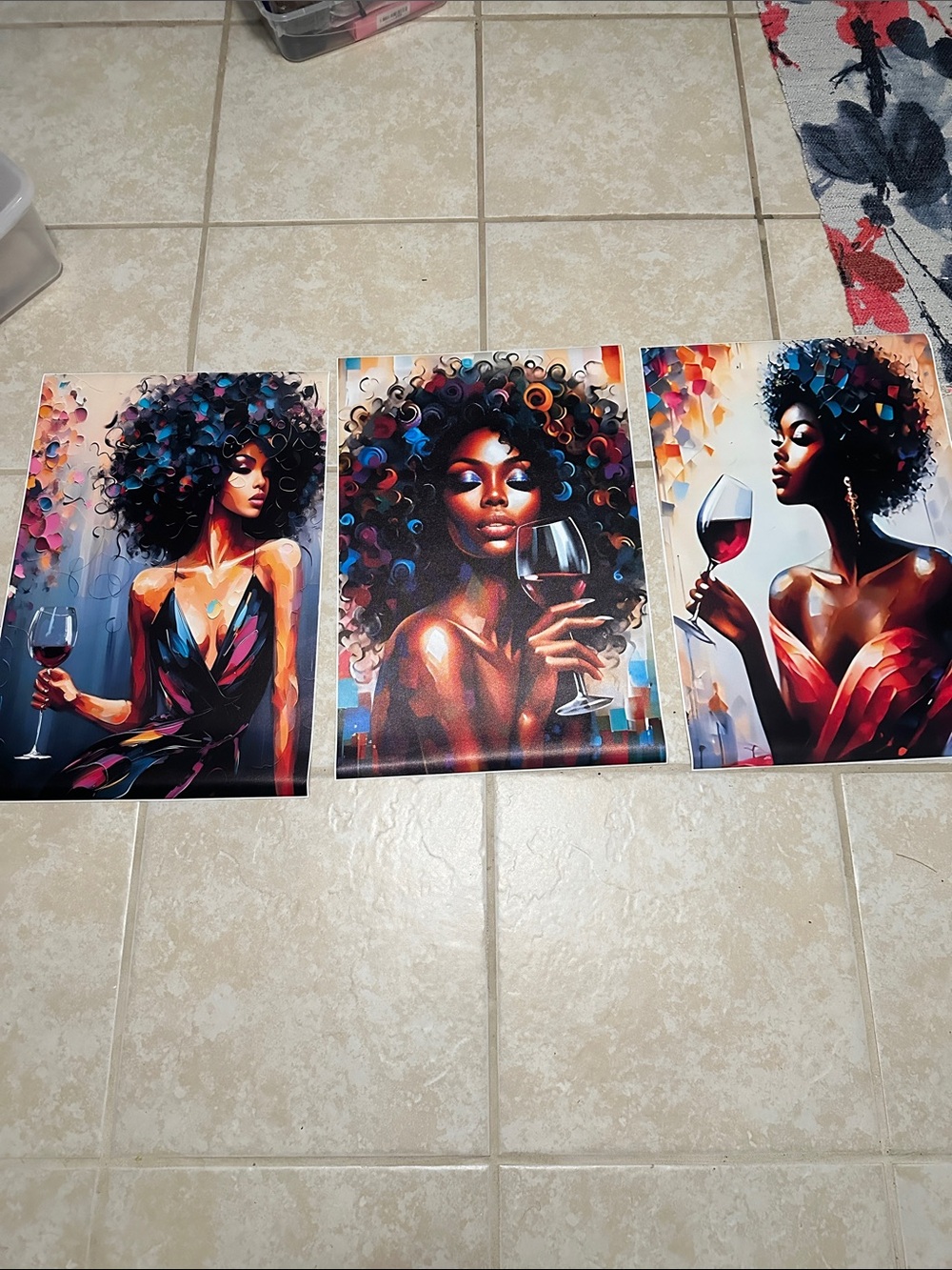 Set of 3 large canvas beautiful ladies NWT